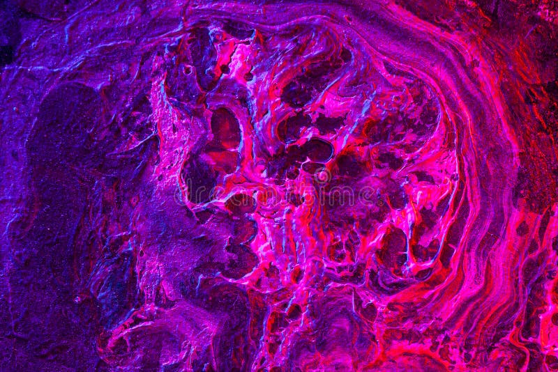Texture of dried paint in neon light. Abstract background stock image